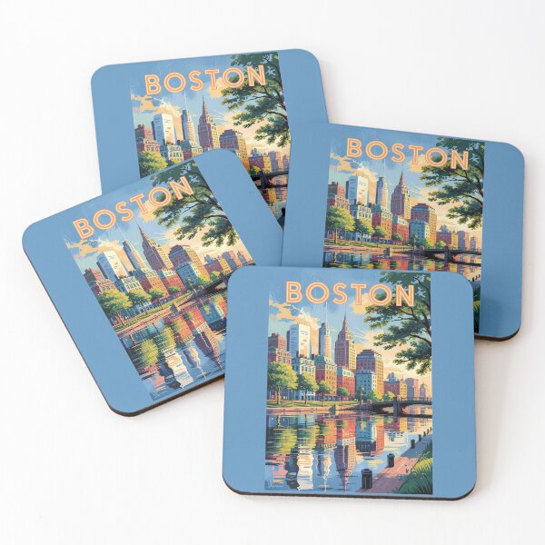 Item preview, Boston Massachusetts Skyline Travel Art Vintage designed and sold by KrisSidDesigns.