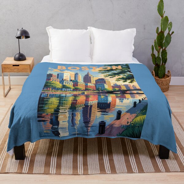 Item preview, Boston Massachusetts Skyline Travel Art Vintage designed and sold by KrisSidDesigns.