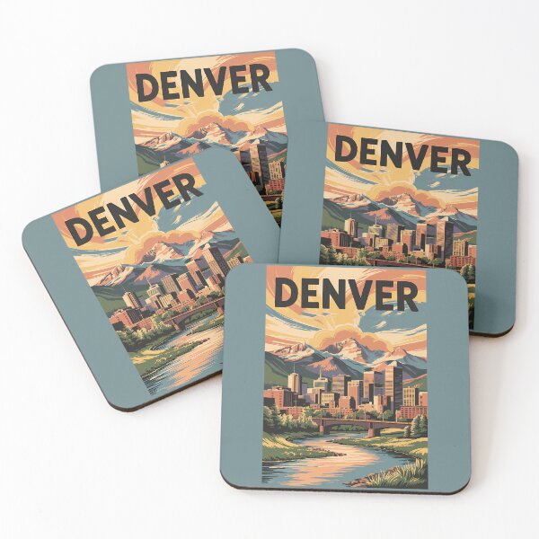 Item preview, Denver Colorado Illustration Sunset Travel Art Vintage designed and sold by KrisSidDesigns.