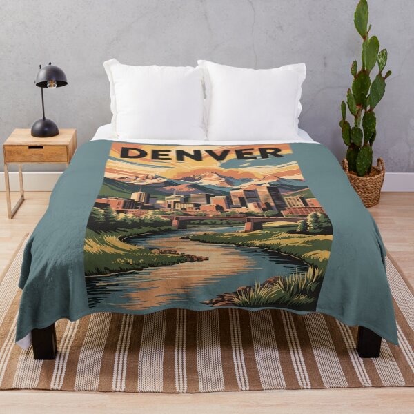 Item preview, Denver Colorado Illustration Sunset Travel Art Vintage designed and sold by KrisSidDesigns.