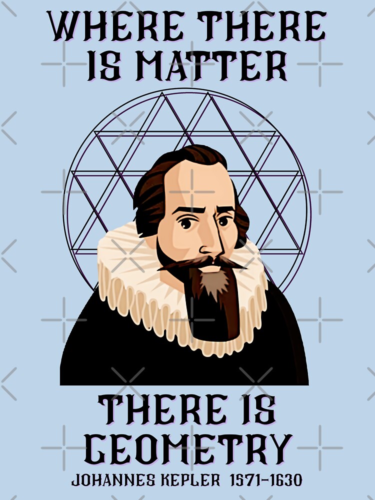 Thumbnail 7 of 7, Classic T-Shirt, Johannes Kepler Portrait – "Where There Is Matter, There Is Geometry" Quote designed and sold by Eureka-Outfits.