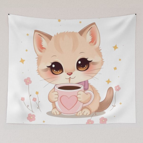 Item preview, Cute Kitten with Coffee  designed and sold by IsabellShop.