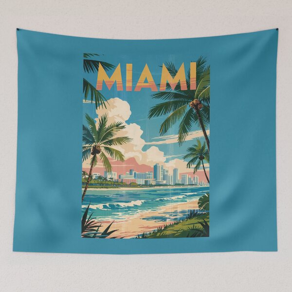 Item preview, Miami Florida Illustration Travel Art Vintage designed and sold by KrisSidDesigns.