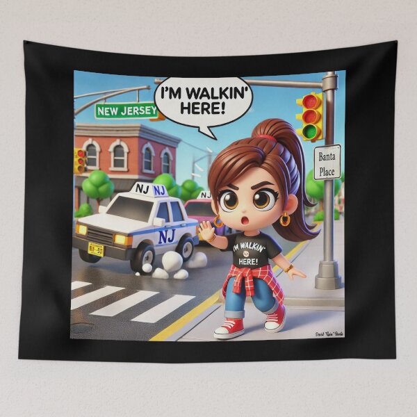 Item preview, I'm Walkin' Here! – Jersey Girl Attitude Chibi Art designed and sold by MySheetMusicArt.