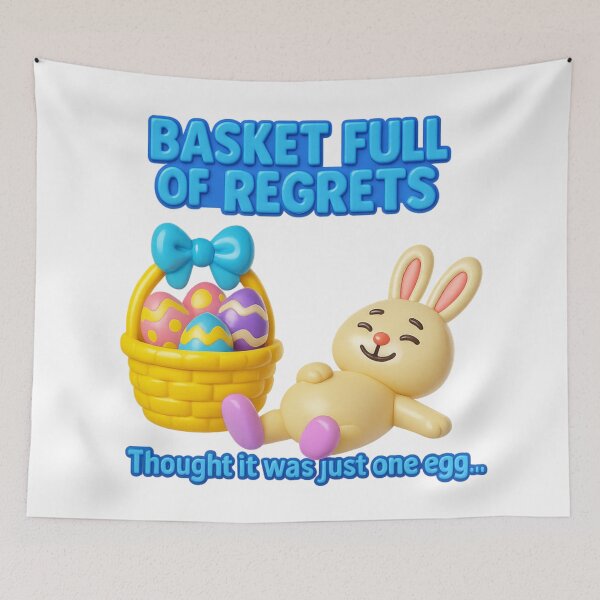 Item preview, Basket Full of Regrets - Funny Easter Bunny Meme designed and sold by McZerrill.