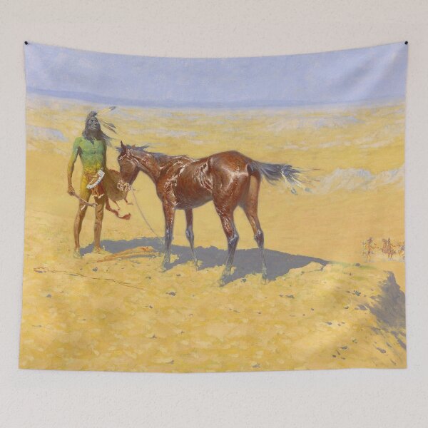 Item preview, Indian Warrior With Horse - Vintage American Western Print designed and sold by VintageSpaceArt.