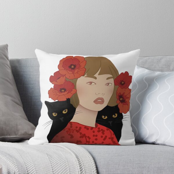 Item preview, Mujer gatos y flores rojas designed and sold by KASARO.