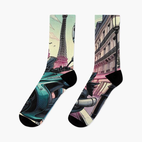 Item preview, Female Motorcyclist Taking a Break in Paris, France – Perfect Design for Touring & City Lovers on Apparel & Accessories designed and sold by knalpot-design.
