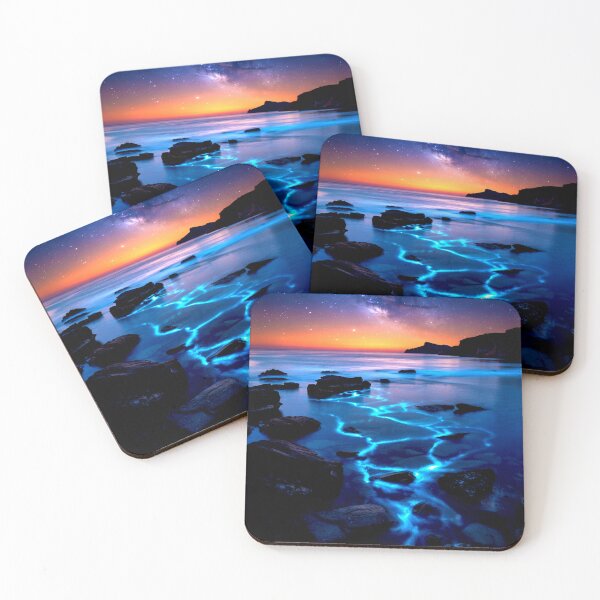 Item preview, Bioluminescent Beach Under Starry Night Sky designed and sold by Exodoi.