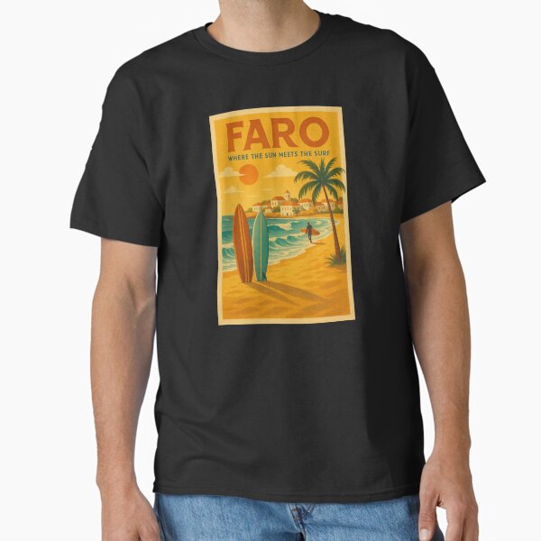 Vista previa del artículo con la obra «Faro – Póster vintage de viaje de surf y sol», diseñado y vendido por Gracjan Mikitin.