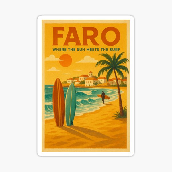 Item preview, Faro – Vintage Surf & Sun Travel Poster designed and sold by Gracjan Mikitin.