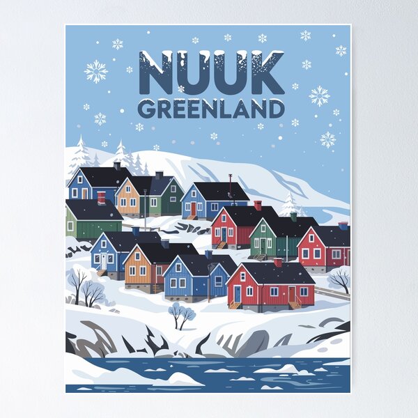 Item preview, Nuuk, Greenland  – Colorful Arctic Houses & Snowy Fjord Scene designed and sold by paulo silveira.