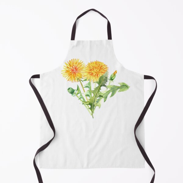 Item preview, Four yellow dandelions two bloom two closed petals and leaves designed and sold by EmeraldeaArt.