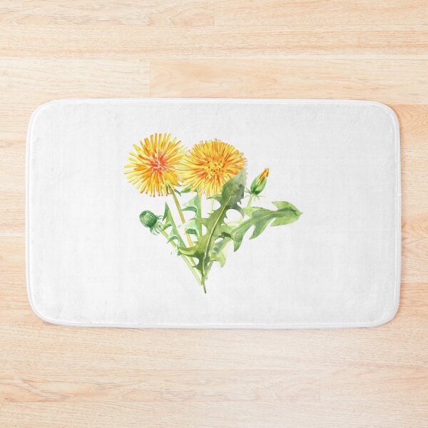 Item preview, Four yellow dandelions two bloom two closed petals and leaves designed and sold by EmeraldeaArt.