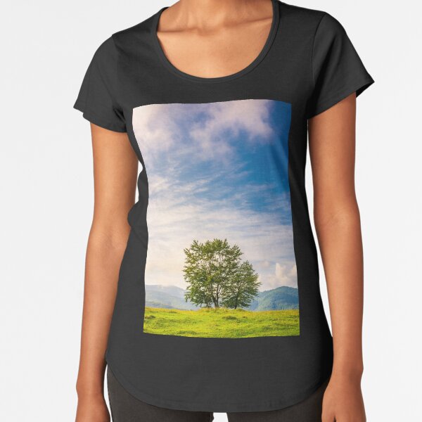 few trees on edge of a hillside at sunrise Premium Scoop T-Shirt