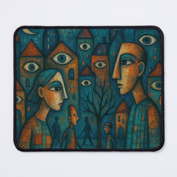 Item preview, The city is watching you! Primitive art with elements of symbolism and abstraction designed and sold by BoBiloArt.