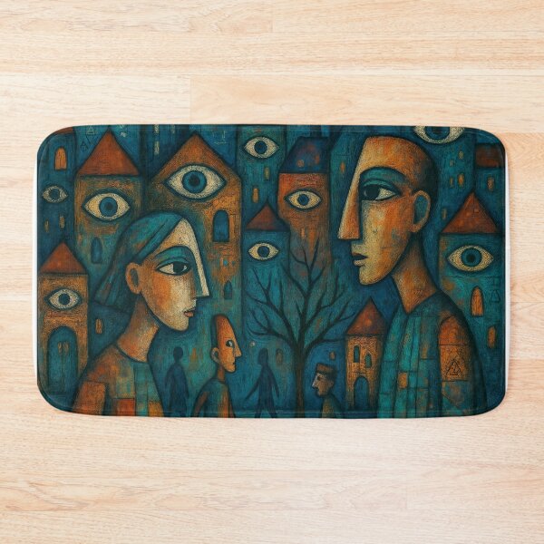 Item preview, The city is watching you! Primitive art with elements of symbolism and abstraction designed and sold by BoBiloArt.