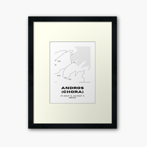 Item preview, Minimalist Black & White Andros (Chora), Greece City Map designed and sold by RM-Journey.