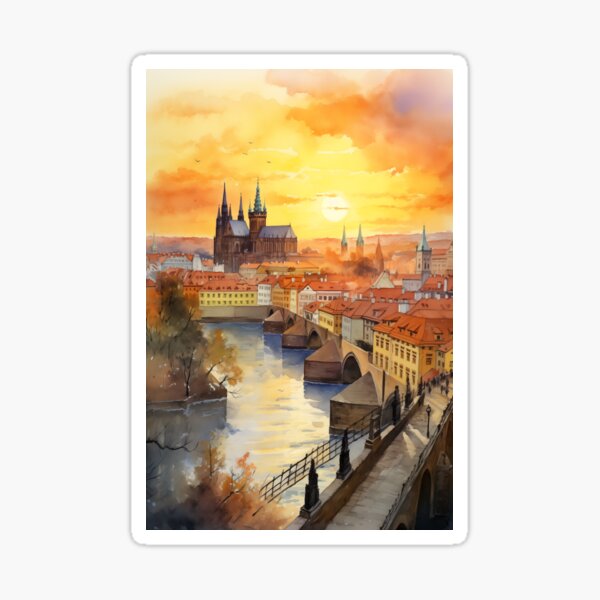 Aperçu de l'œuvre Coucher de soleil doré sur Prague créée et vendue par Anuchartl.