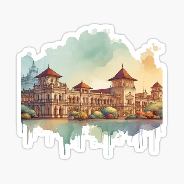 Item preview, Sri Lankan Royal Palace – Minimalist Watercolor Cityscape Art,  designed and sold by PaintMeWorld.