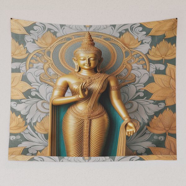 Item preview, Gilded Serenity: 8th-Century Tara on Lotus Bloom designed and sold by Naomi Gutierrez Parrish.