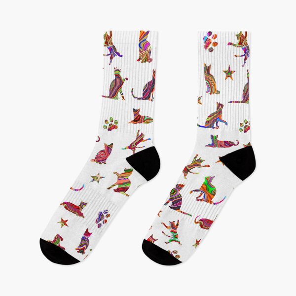 Item preview, Cats & Paws & Stars (rainbow) designed and sold by Tinti Wari Designs.