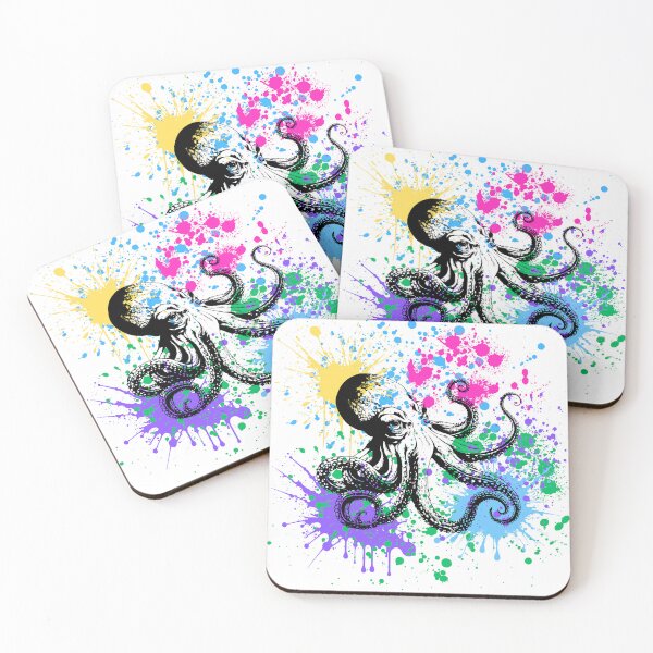 Artikelvorschau, Oktopus, Regenbogenspritzer, farbenfrohe Kunstwerke, Außerirdische, Meerestiere entworfen und verkauft von AASparksDesigns.