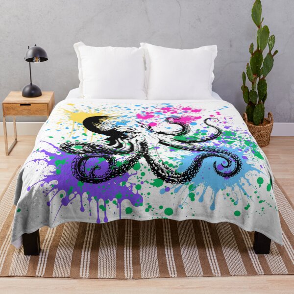 Artikelvorschau, Oktopus, Regenbogenspritzer, farbenfrohe Kunstwerke, Außerirdische, Meerestiere entworfen und verkauft von AASparksDesigns.