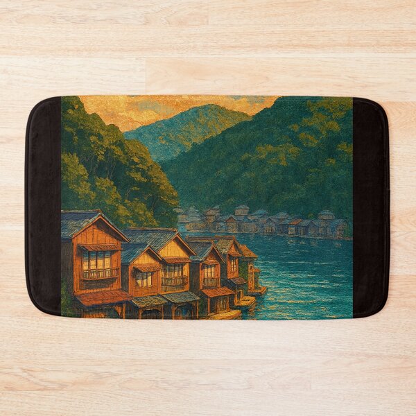 Item preview, Traditional Boathouses at Ine Bay, Kyoto at Sunset designed and sold by Places On Earth.