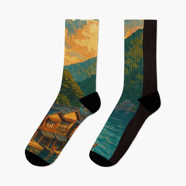 Item preview, Traditional Boathouses at Ine Bay, Kyoto at Sunset designed and sold by Places On Earth.