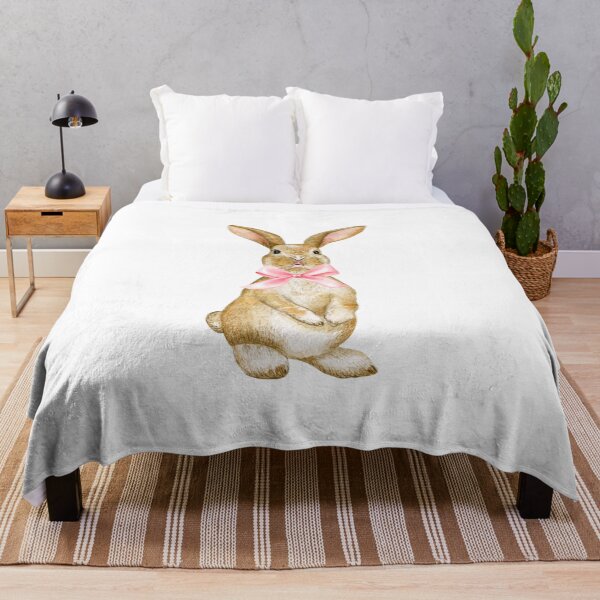 Item preview, Brown Bunny with Pink Bow – Coquette Cottagecore Spring Bunny Watercolor designed and sold by DivinePassion.