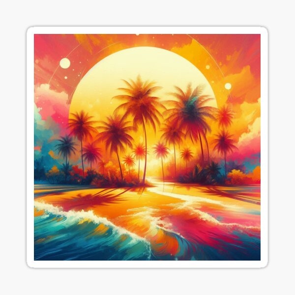 Item preview, Abstract tropical landscape with palm trees v18 designed and sold by TheZyUzone.