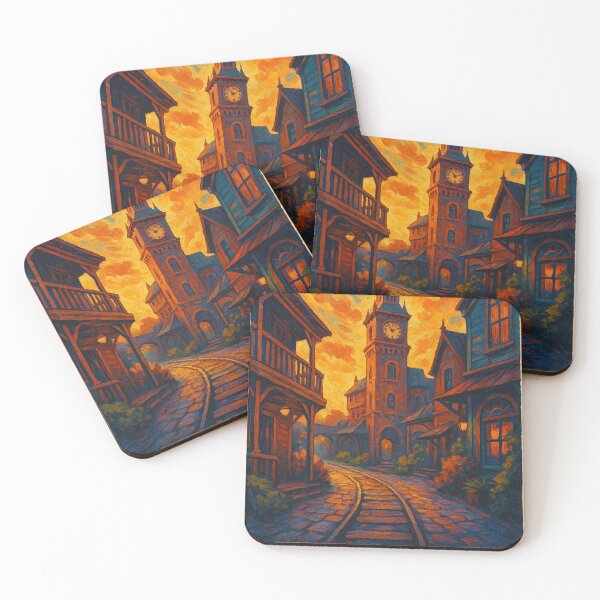 Item preview, Sunset Over Phantom Peak’s Clock Tower Streets designed and sold by Places On Earth.