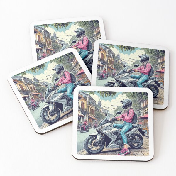 Item preview, Female Motorcyclist Enjoying Manila Vibes – Stylish Design for Touring Gear & City Adventure Accessories designed and sold by knalpot-design.
