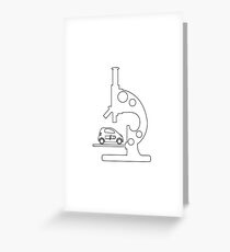 Microscope, electric car. Greeting Card
