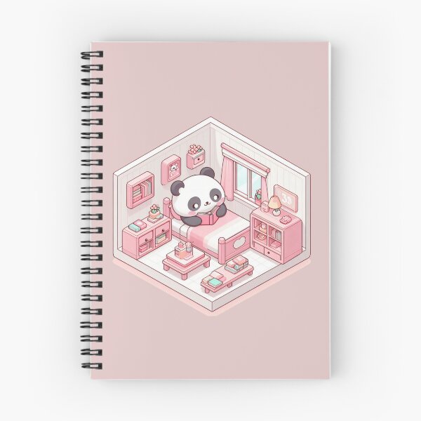 Item preview, Kawaii Panda with Book in Bedroom Dolled Up - Cute Pink Aesthetic Sticker designed and sold by BeaverFriends.