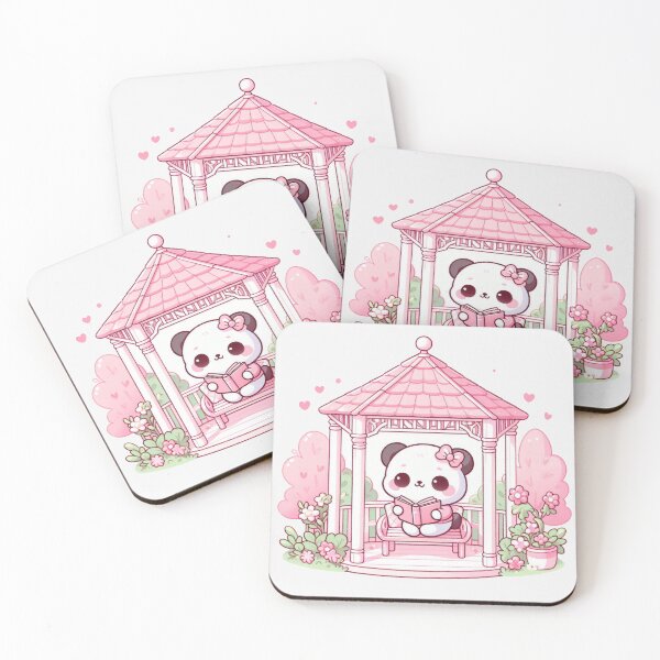 Item preview,  Kawaii Panda with Book in the Garden Dolled Up - Cute Pink Aesthetic Sticker designed and sold by BeaverFriends.