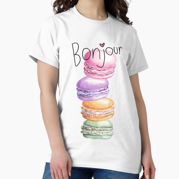 Aperçu de l'œuvre Bonjour Macarons, le best-seller ! – Desserts français mignons créée et vendue par Artistic canvas store.