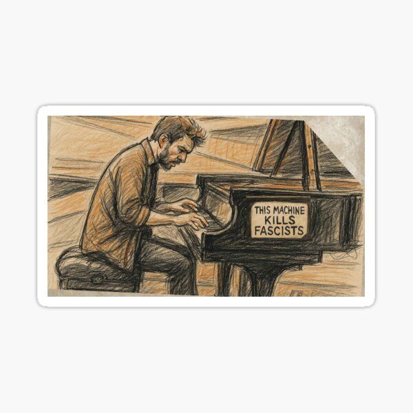 Dorian Wallace Piano Player - This Machine Kills Fascists Sticker