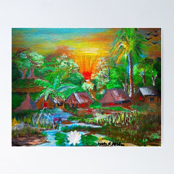 Item preview, Painting of Bangladeshi Countryside designed and sold by BanglaArtSyeda.