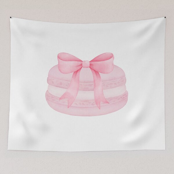 Item preview, Pink Macaron with Pink Bow – Coquette Parisian Dessert Watercolor Design designed and sold by DivinePassion.