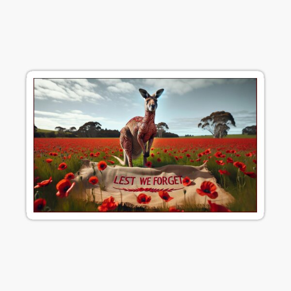 Aperçu de l'œuvre Kangourou dans un champ de coquelicots rouges créée et vendue par Traci Coxhead.