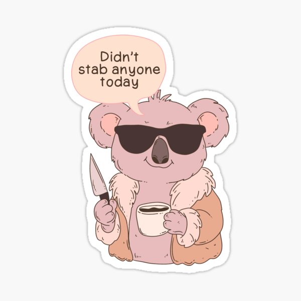Vista previa del artículo con la obra «Koala con cuchillo y café: hoy no apuñaló a nadie», diseñado y vendido por Jess.a.creates.