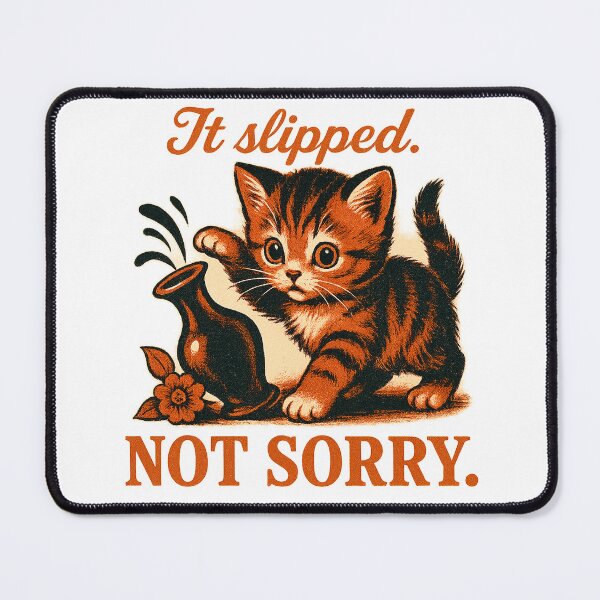Item preview, It Slipped - NOT SORRY - Cat Retro Ad designed and sold by QuirkBeasts.