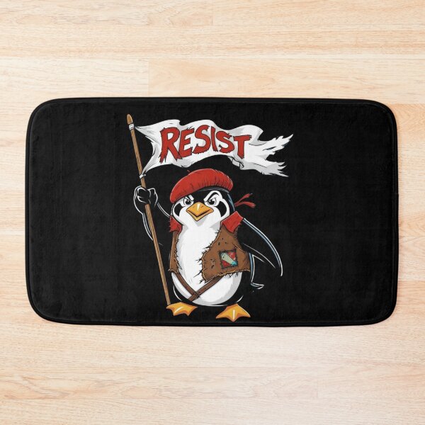 Item preview, Resist Penguin Rebellious Cartoon Bird with Protest Flag designed and sold by ArtDesignTp.
