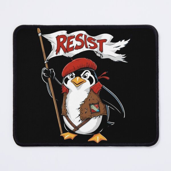 Item preview, Resist Penguin Rebellious Cartoon Bird with Protest Flag designed and sold by ArtDesignTp.
