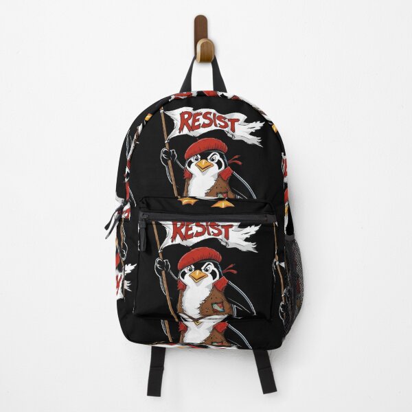 Item preview, Resist Penguin Rebellious Cartoon Bird with Protest Flag designed and sold by ArtDesignTp.