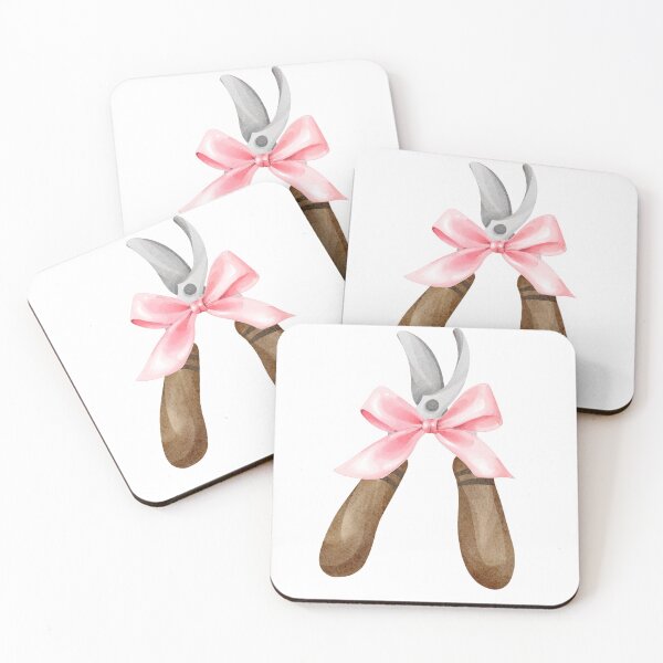 Item preview, Pruning Shears with Pink Bow – Coquette Cottagecore Garden Tool Watercolor Art designed and sold by DivinePassion.