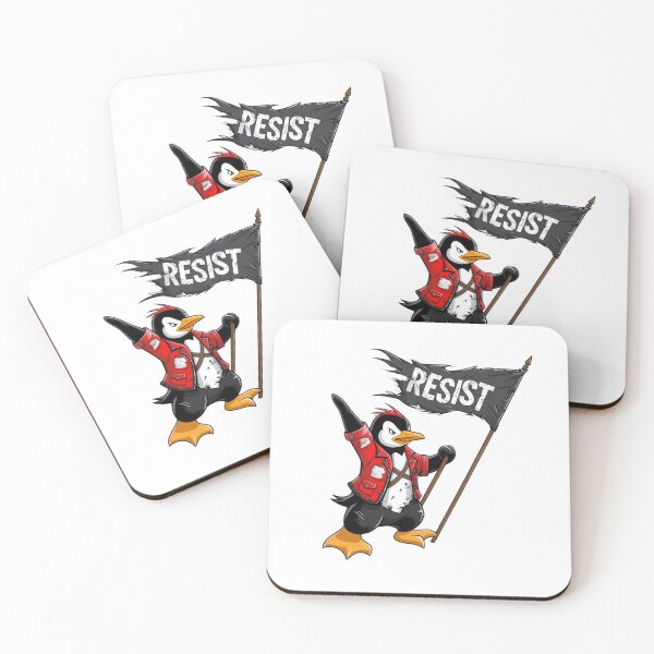 Item preview, Resist Penguin Rebellious Bird with Flag and Styled Jacket designed and sold by ArtDesignTp.