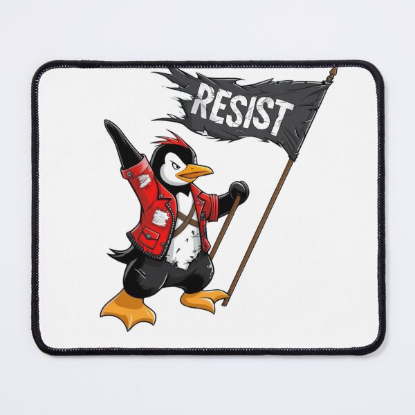 Item preview, Resist Penguin Rebellious Bird with Flag and Styled Jacket designed and sold by ArtDesignTp.